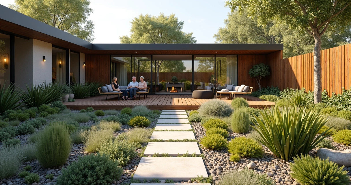 Sustainable landscape with native plants and eco-friendly features