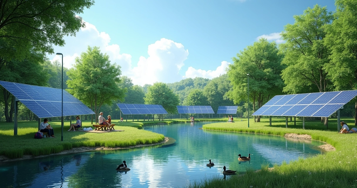 Painéis solares integrados a natureza e sustentabilidade 
