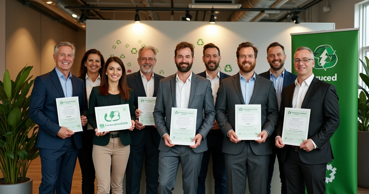 Empresas exibindo certificados de sustentabilidade