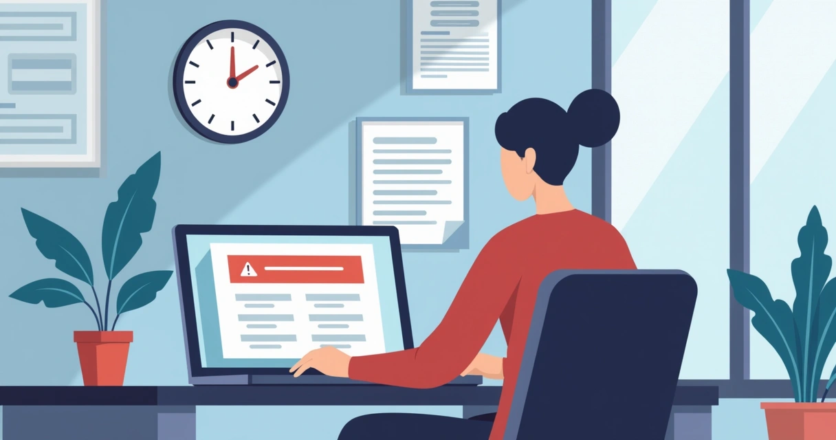 Business person viewing system maintenance dashboard on laptop 