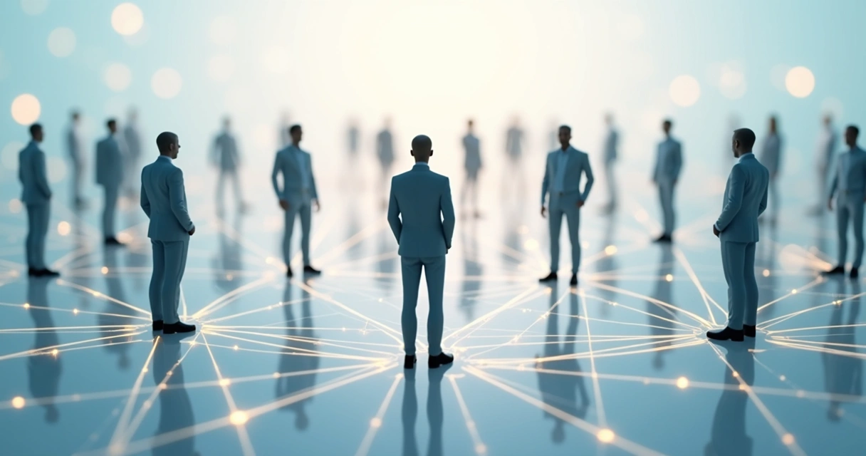 Interconnected network of people highlighting connections and patterns 