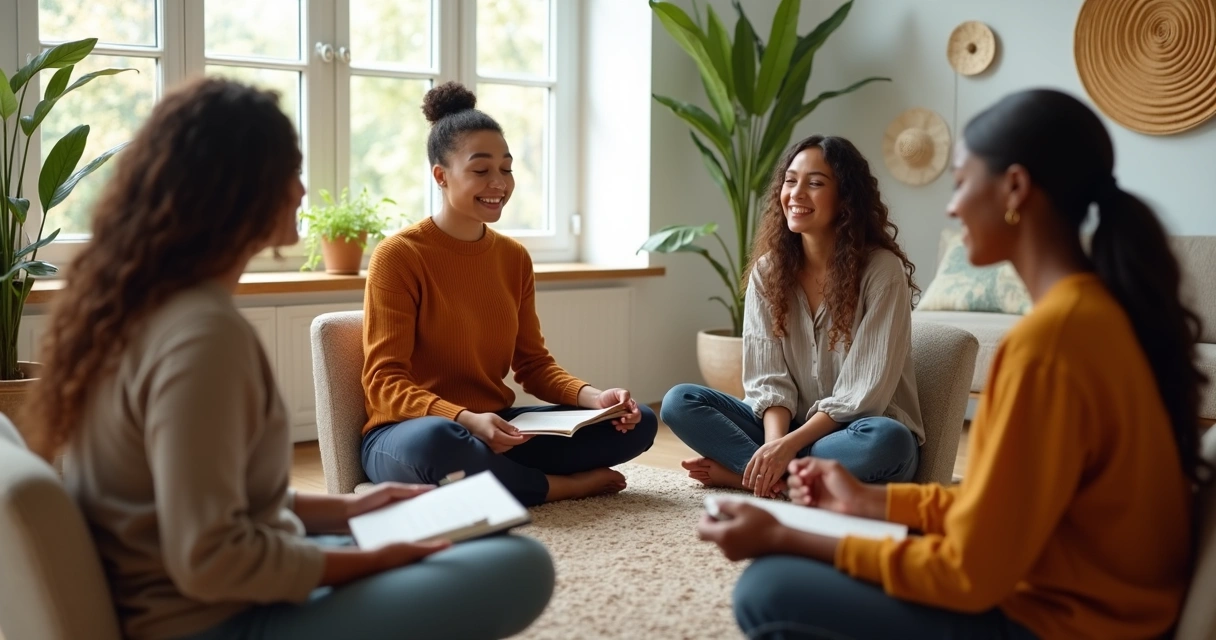People in a group setting practicing conscious presence and dialogue 