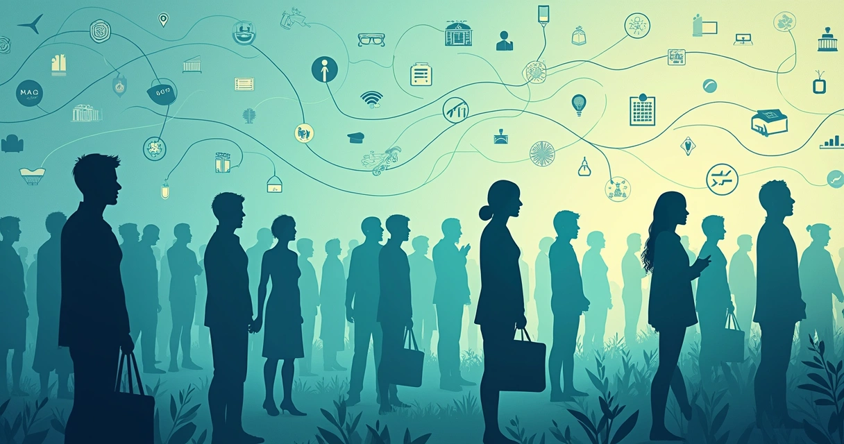 Illustration of interconnected people and systems