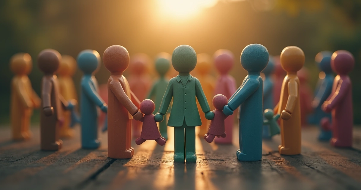 Systemic constellation diagram with human figures and connecting lines 