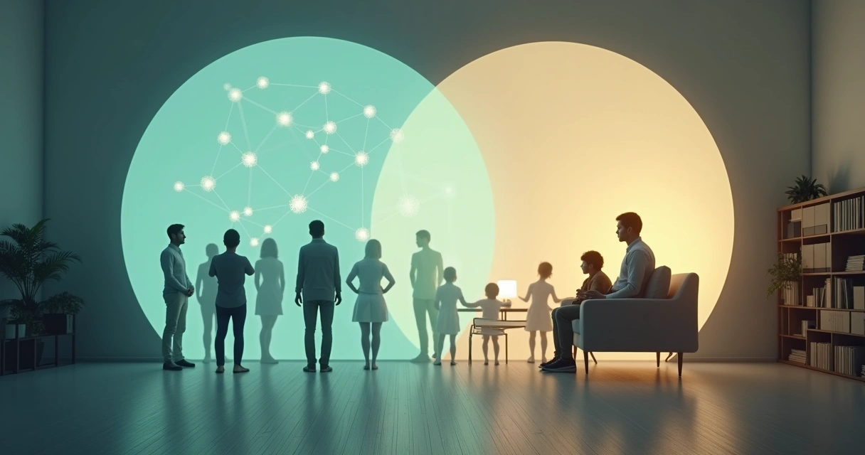 Two contrasting circles showing systemic constellation and family therapy approaches 