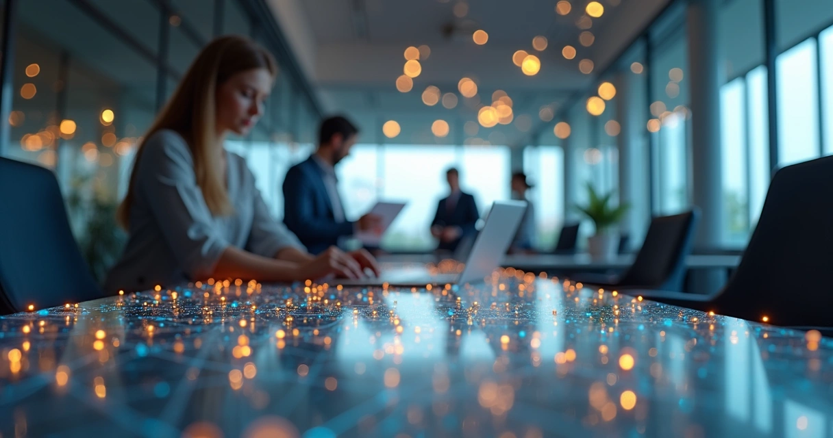 Illustration of organizational connections with dots and lines 