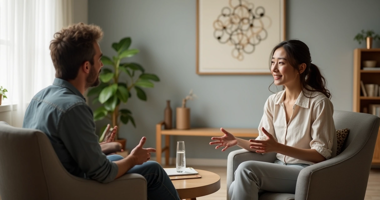 Two people in deep conversation practicing systemic listening 