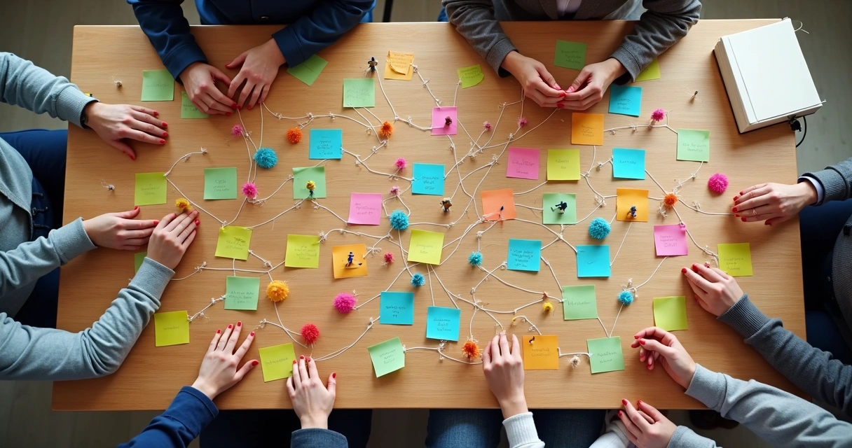 Diagram showing interconnected groups and patterns in a systemic constellation 