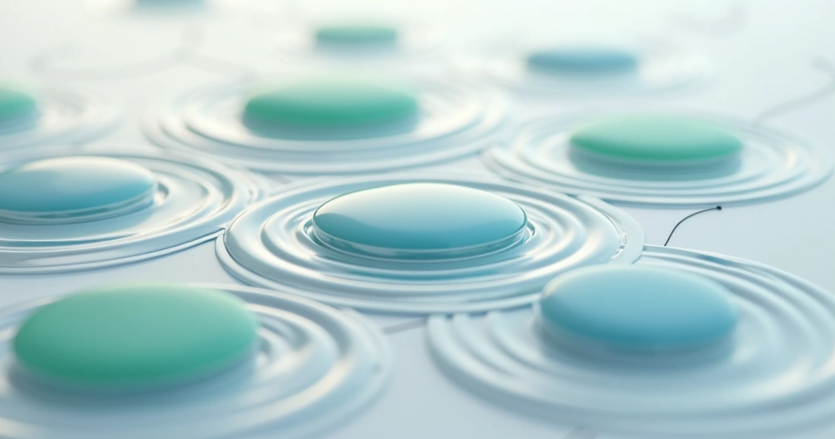 Abstract representation of ripple effect in interconnected circles 