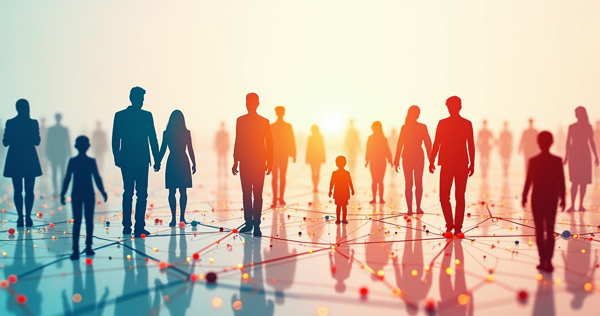 Abstract visual of interconnected people and systems 