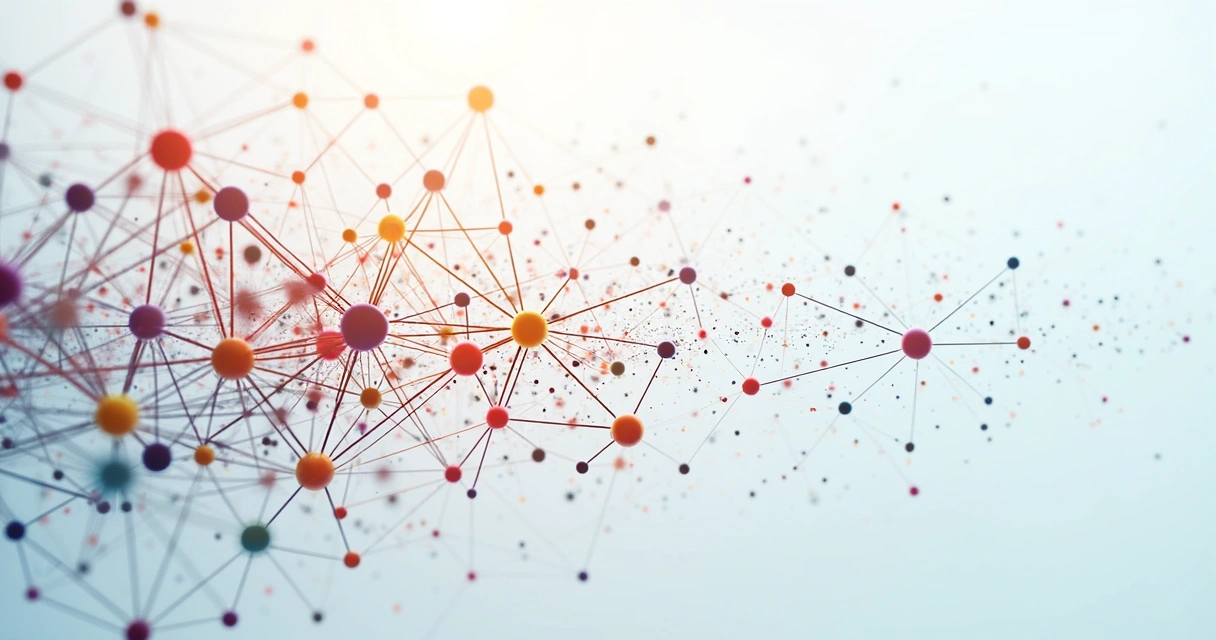 Illustration of interconnected nodes representing a system of relationships 