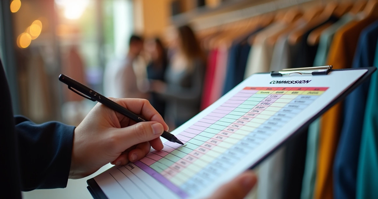 Tabela de comissão sobre vendas de roupas