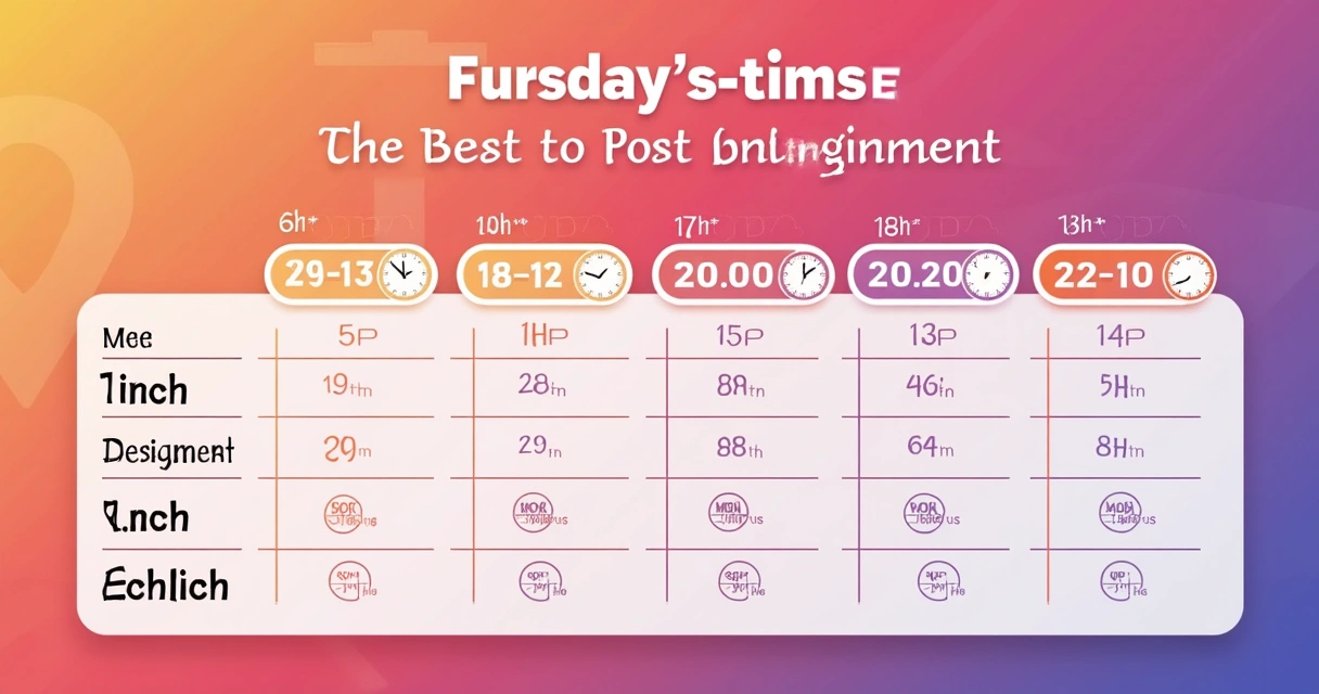 Table with the best times to post on Instagram 