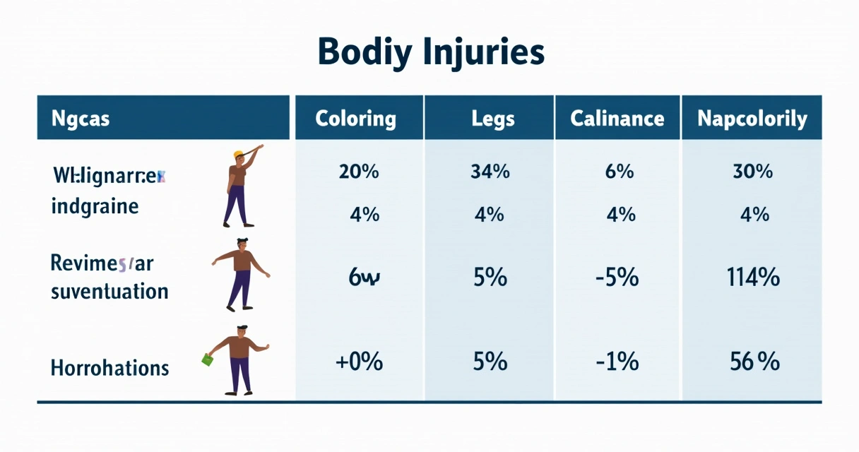 Exemplo ilustrado de tabela de percentuais de invalidez, com membros do corpo e valores ao lado.