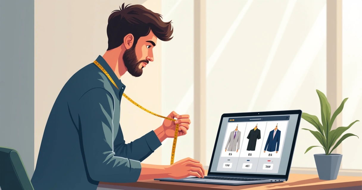 Pessoa consultando tabela de medidas em notebook 