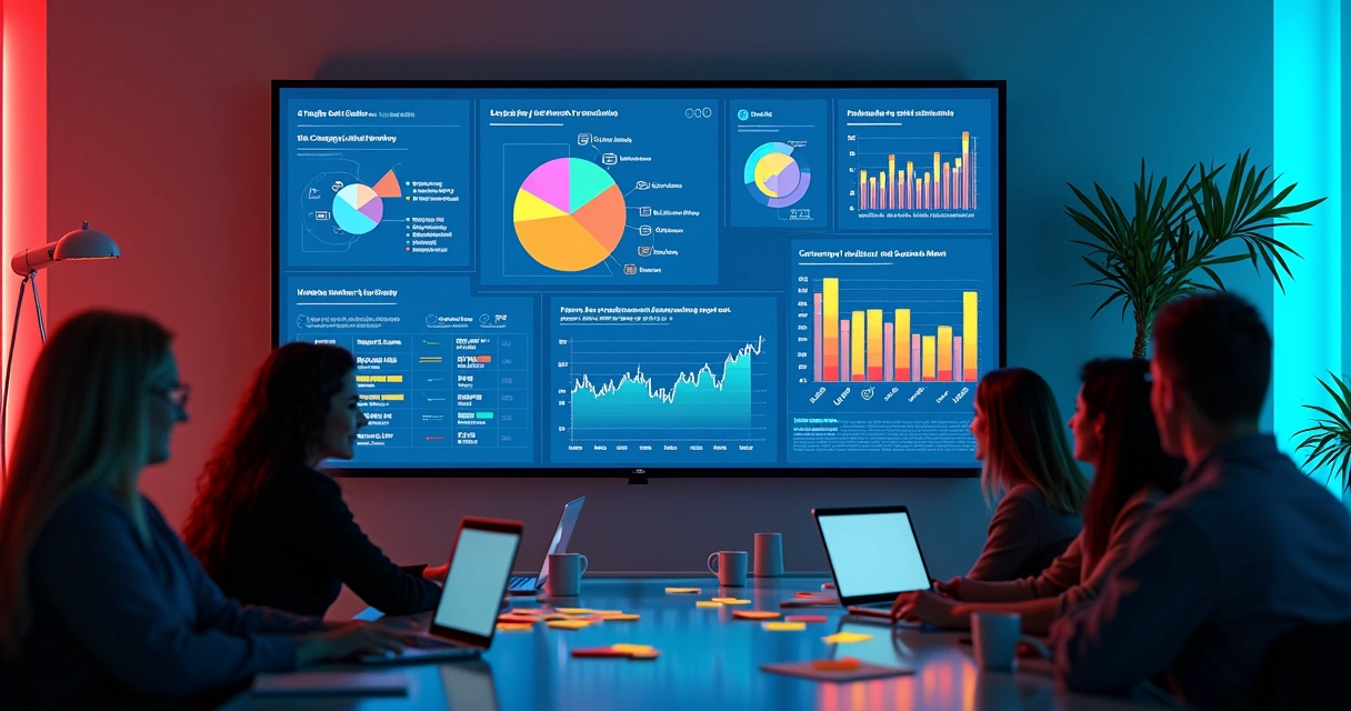 Painel digital com métricas SaaS como churn, CAC, LTV e conversão destacadas 