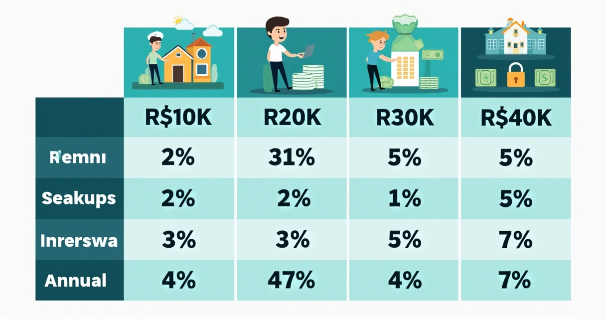 Tabela comparativa de perfis com renda e percentual dedicado a seguro de vida