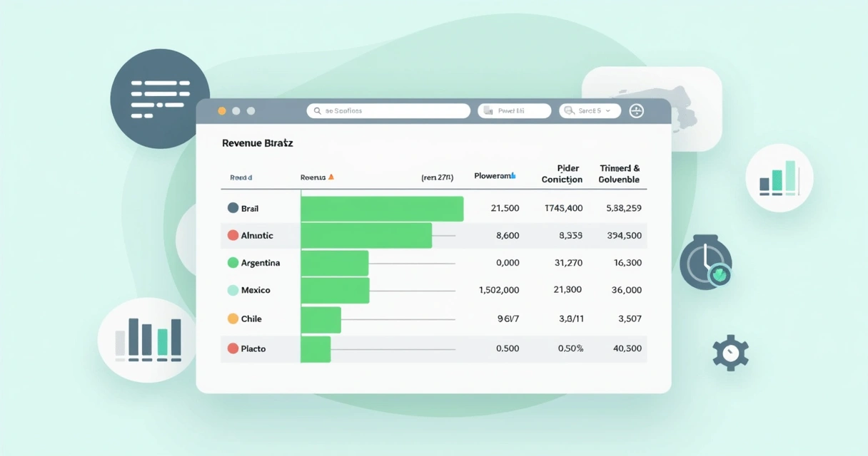 Tabela com receitas de vários países e destaque para o Brasil 