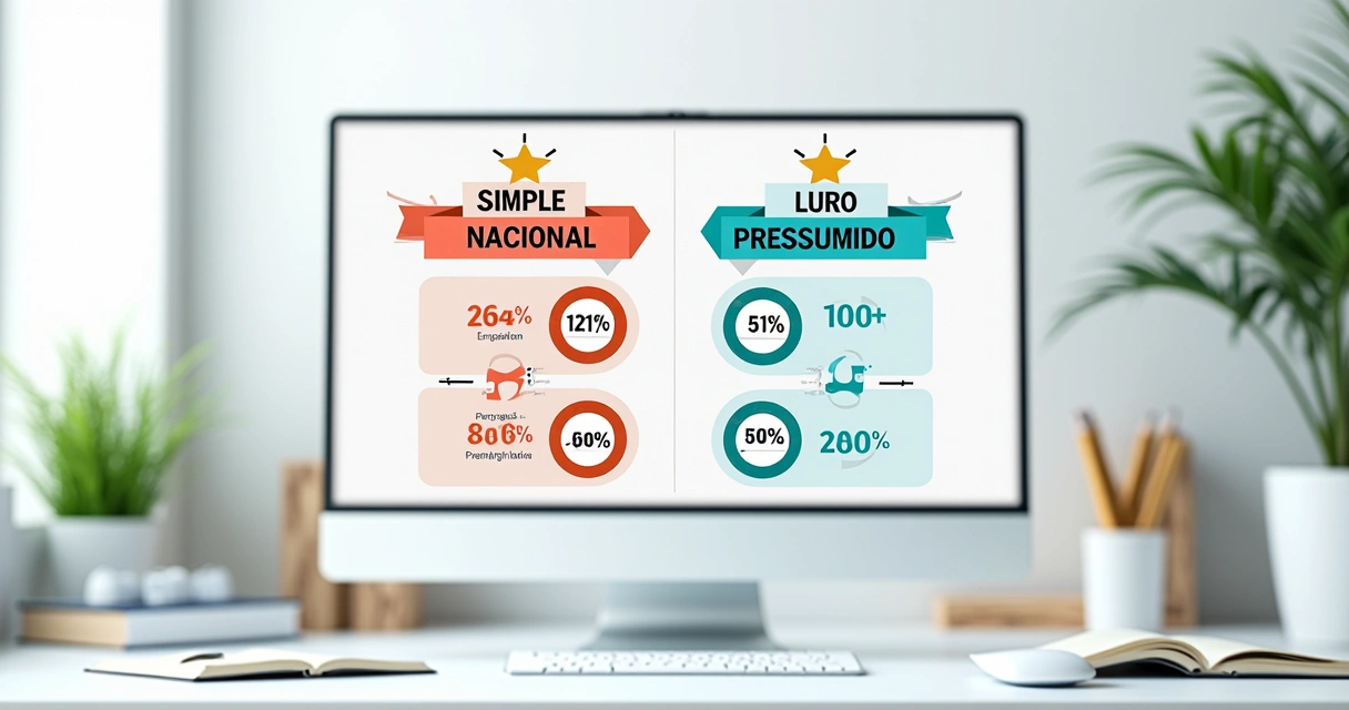 Tabela comparando regimes tributários Simples Nacional e Lucro Presumido 