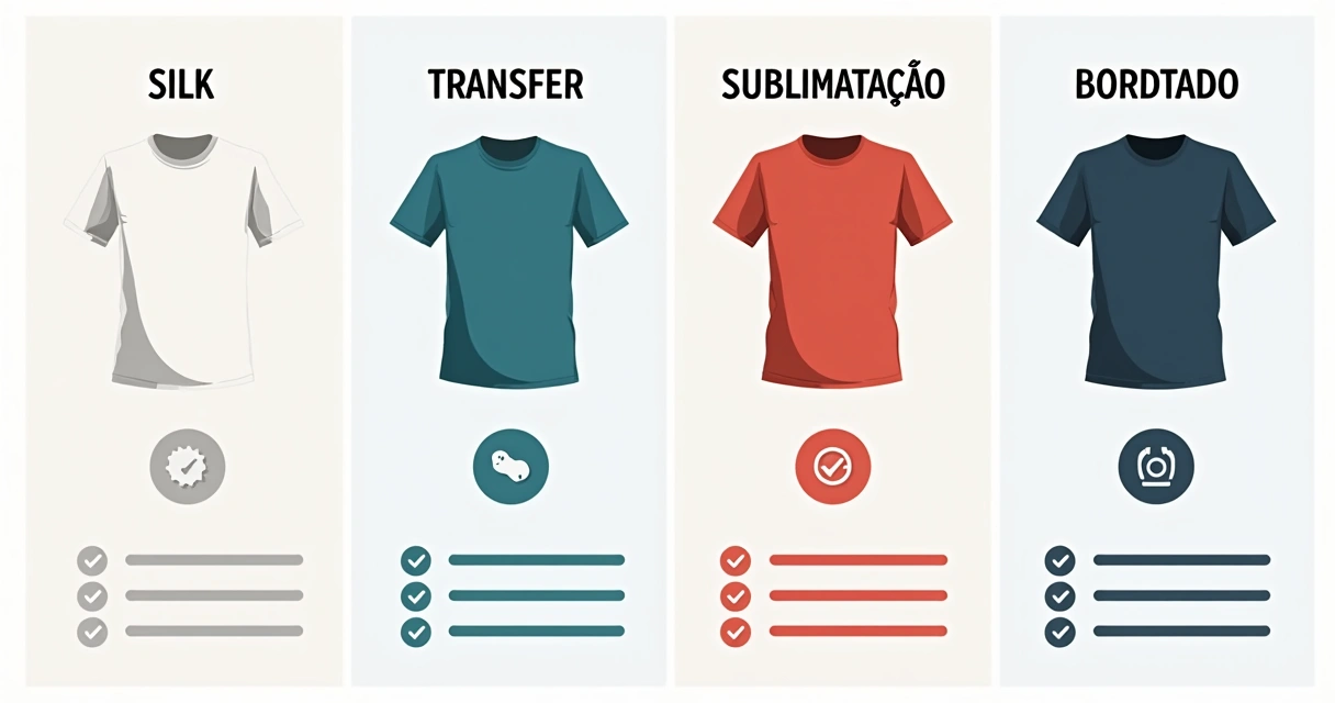 Comparação entre técnicas de personalização de camisetas 