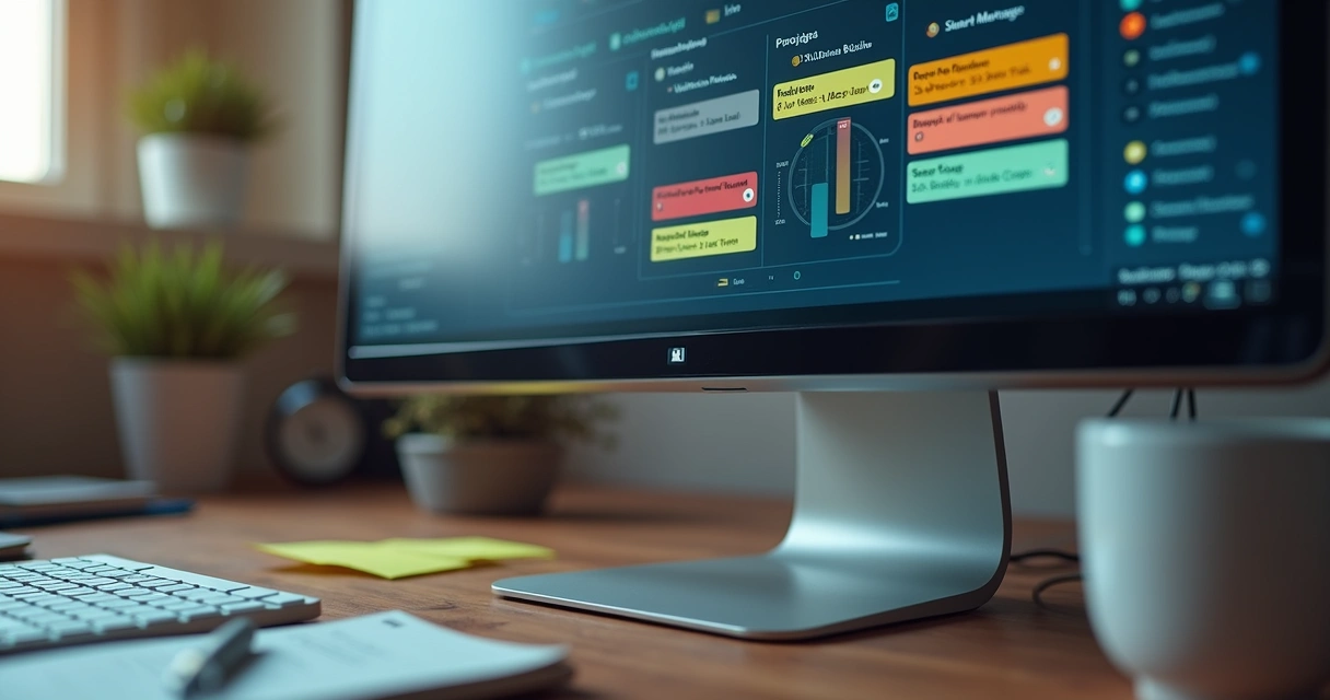 Tablero digital con tareas atrasadas y alertas de equipo remoto