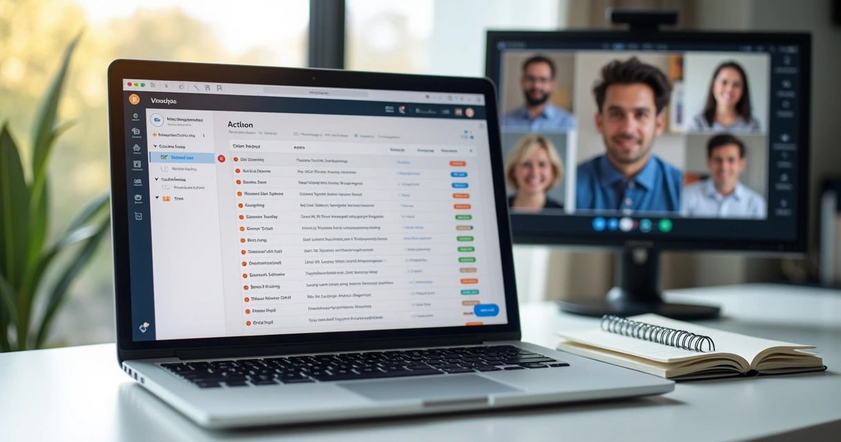 Tablero digital con tareas, fechas y alertas en videollamada 
