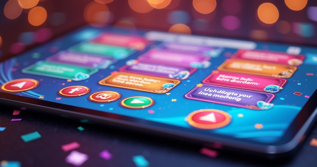 Tabuleiro digital de quiz com perguntas e opções