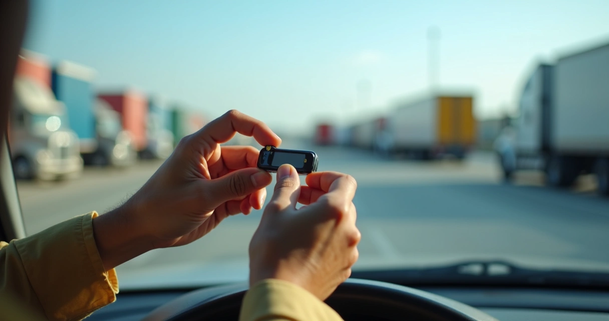 Instalação de tag de pedágio em parabrisas de caminhão 