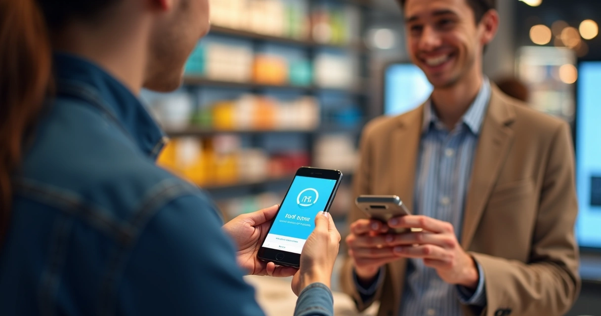 Pessoa segurando celular Android usando recurso de pagamento por aproximação. 