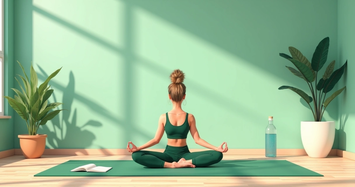 Tapete de yoga e faixas elásticas lado a lado num ambiente de treino doméstico 