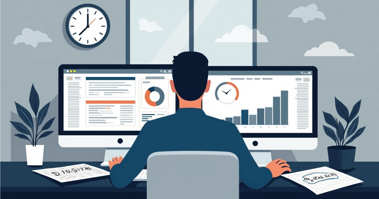 Pessoa digitando dados iguais em telas diferentes 