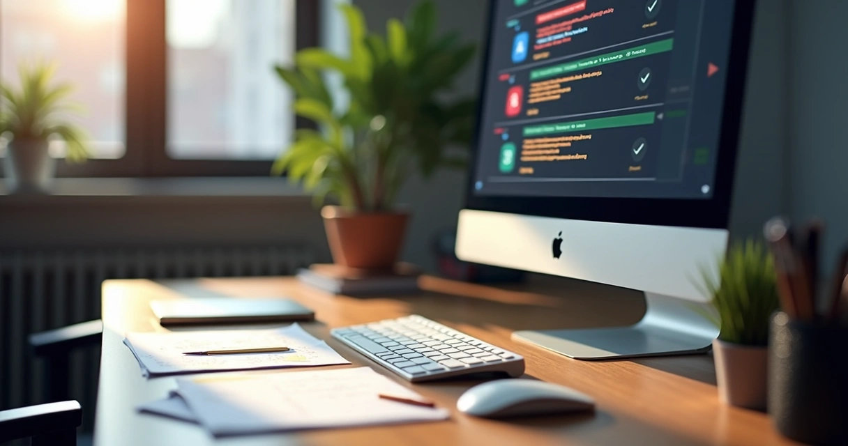 Tela de computador mostrando lista de tarefas destacadas. 