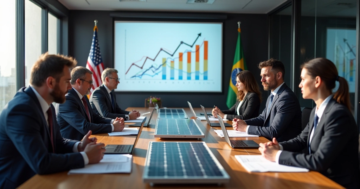 Reunião empresarial sobre tarifas de importação em energia solar
