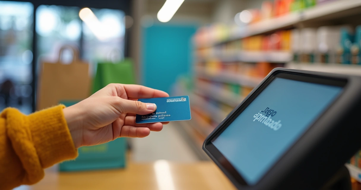 Pago con tarjeta sin contacto en supermercado 