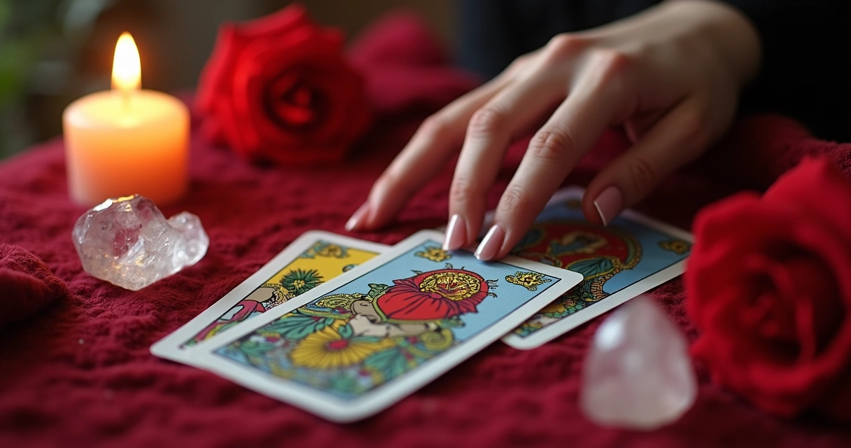 Cartas de tarot do amor e luz suave ao redor 