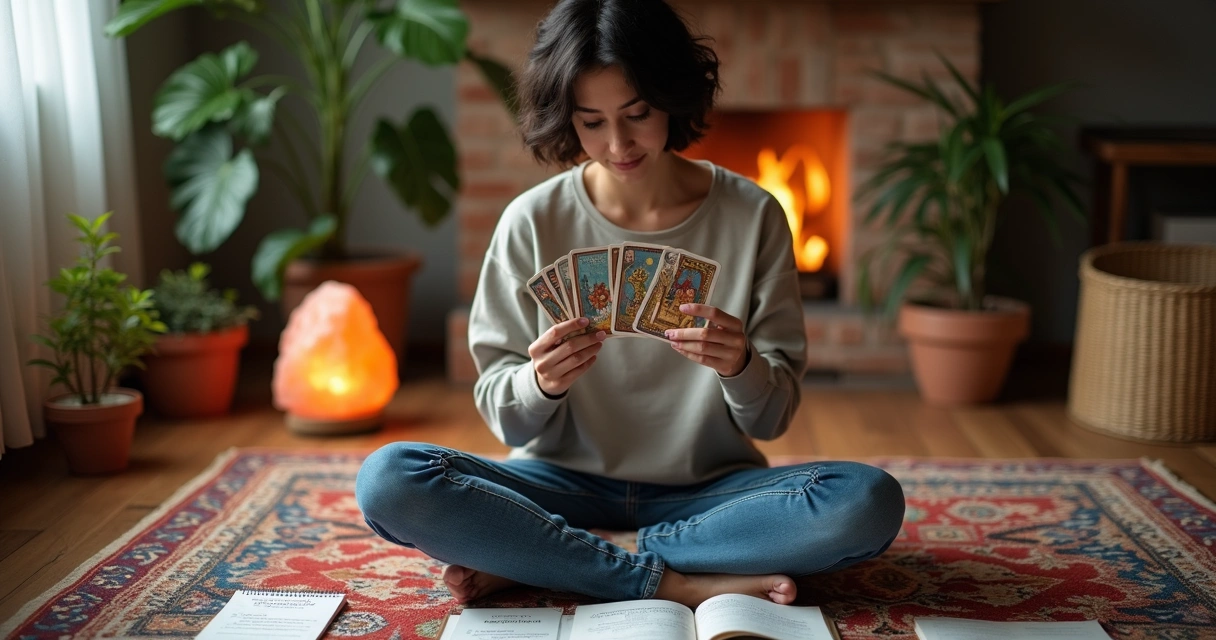 Person confidently asking tarot cards personal growth questions 