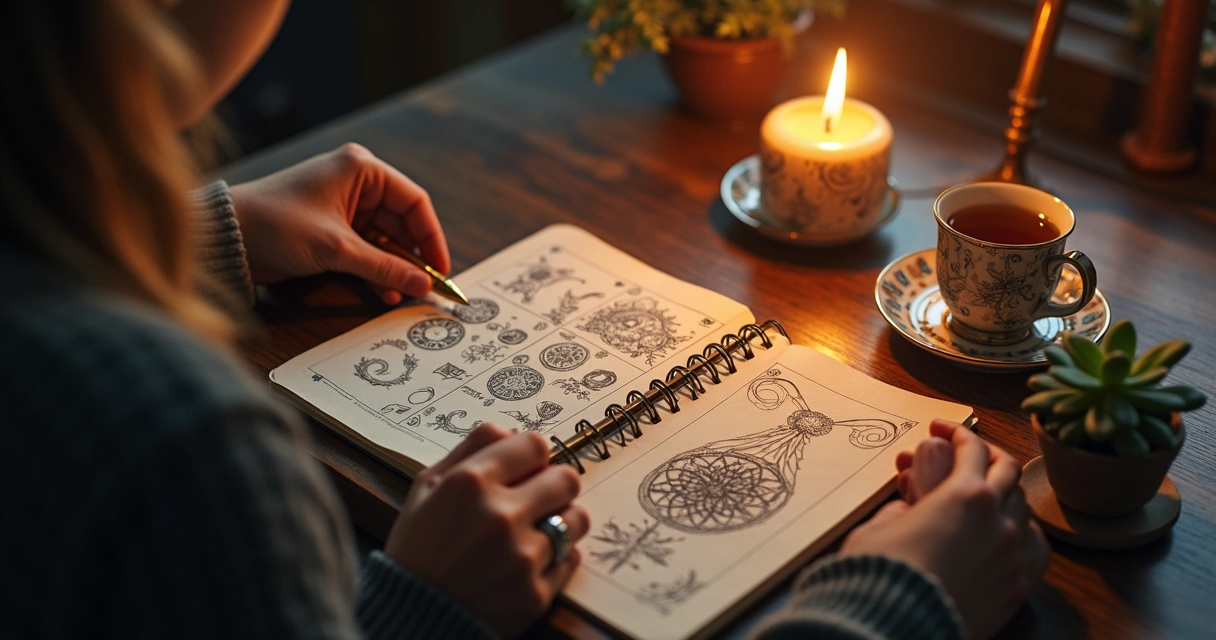 Person writing notes during tarot card reading 