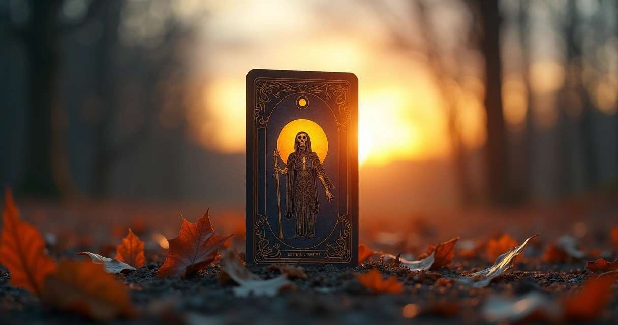 Sol nascendo atrás da carta A Morte, sugerindo recomeço 