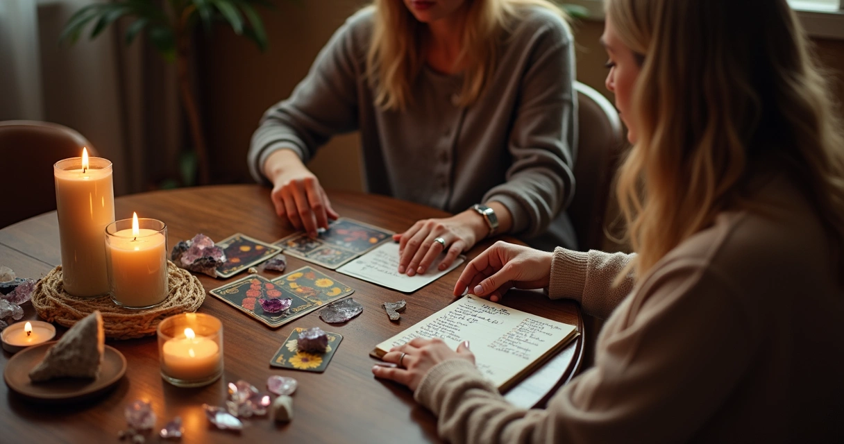 Tarot reader helping client formulate clear questions 