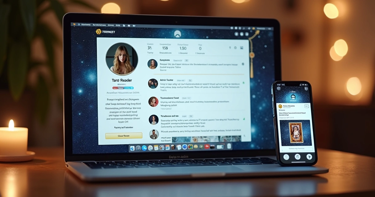 Tarot reader’s online social media profile layout 