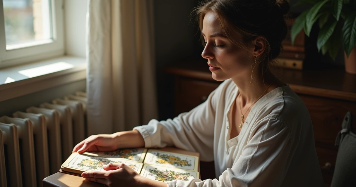 Person reflecting quietly after a tarot reading 