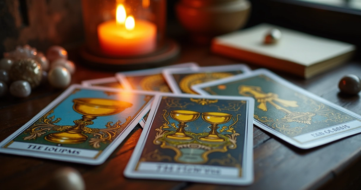 Tarot spread showing Two of Cups with other relationship cards 