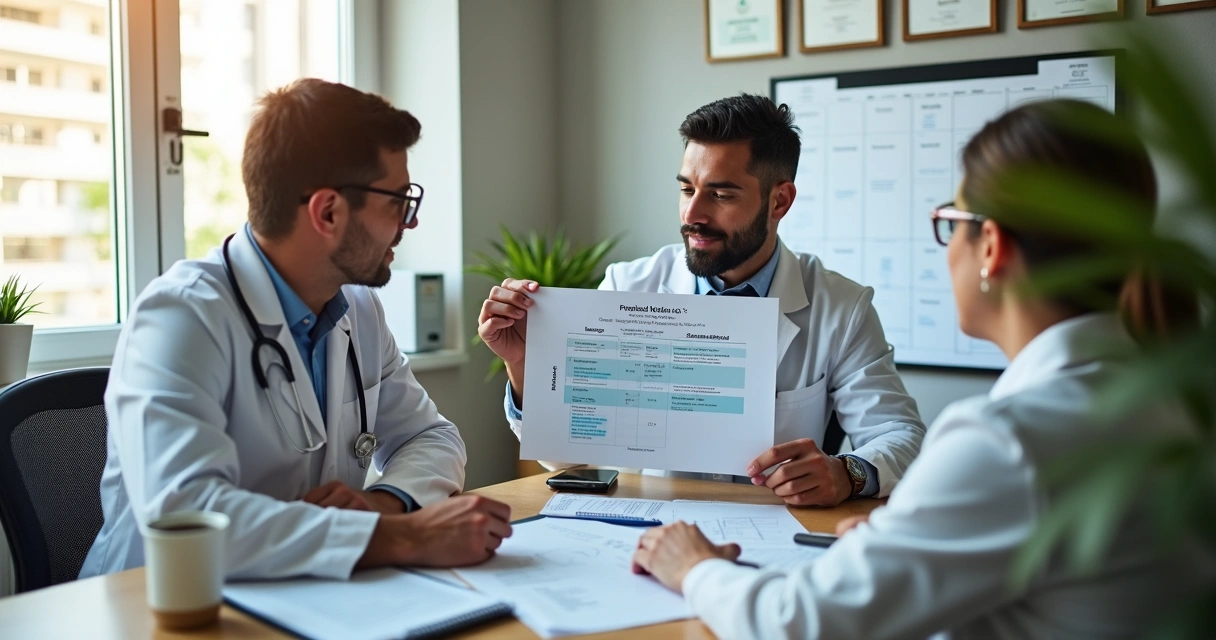 Dentist consulting with an accountant to choose tax strategy 