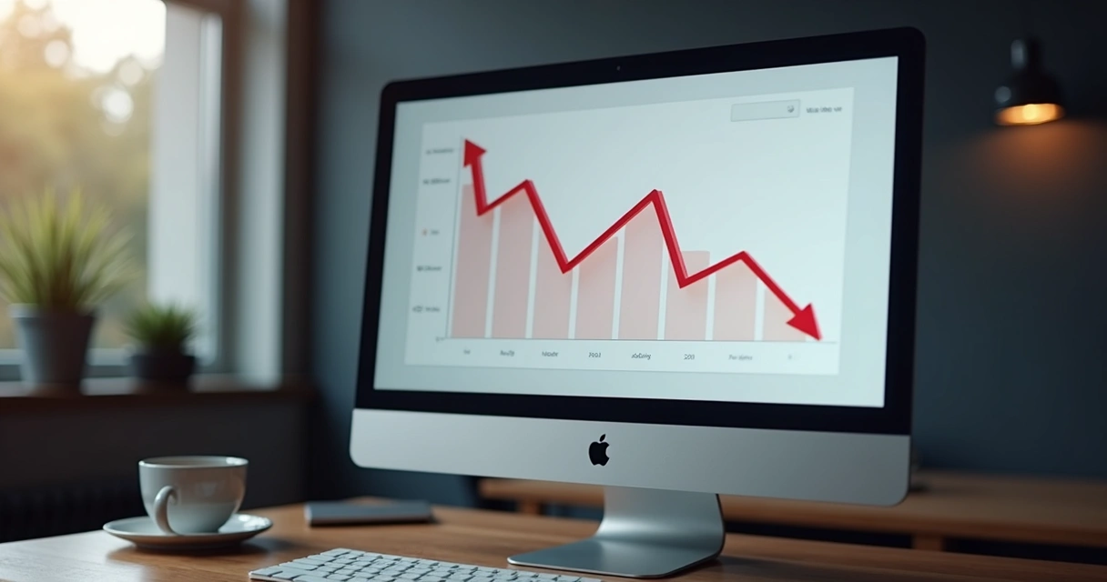 Gráfico de queda na taxa de cliques em anúncio digital 