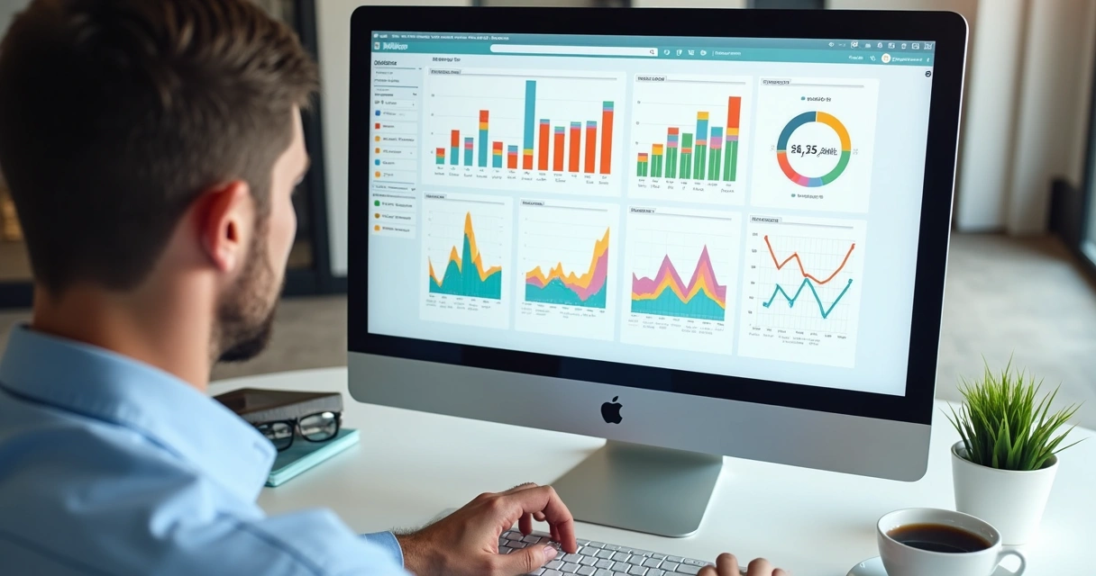 Painel mostrando gráficos de conversão e experimentos A/B 