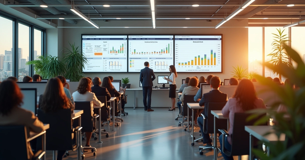 Gráfico mostrando variação da taxa de desemprego no Paraná em ambiente de escritório