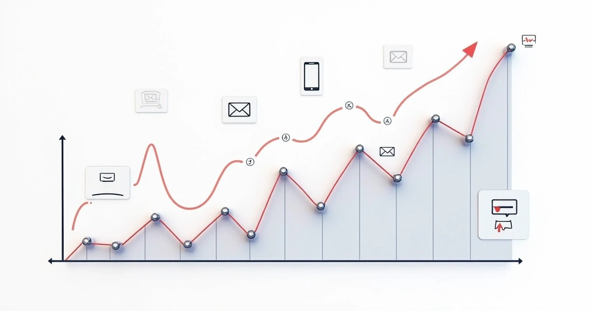 Gráfico mostrando aumento de taxas de abertura de e-mails. 