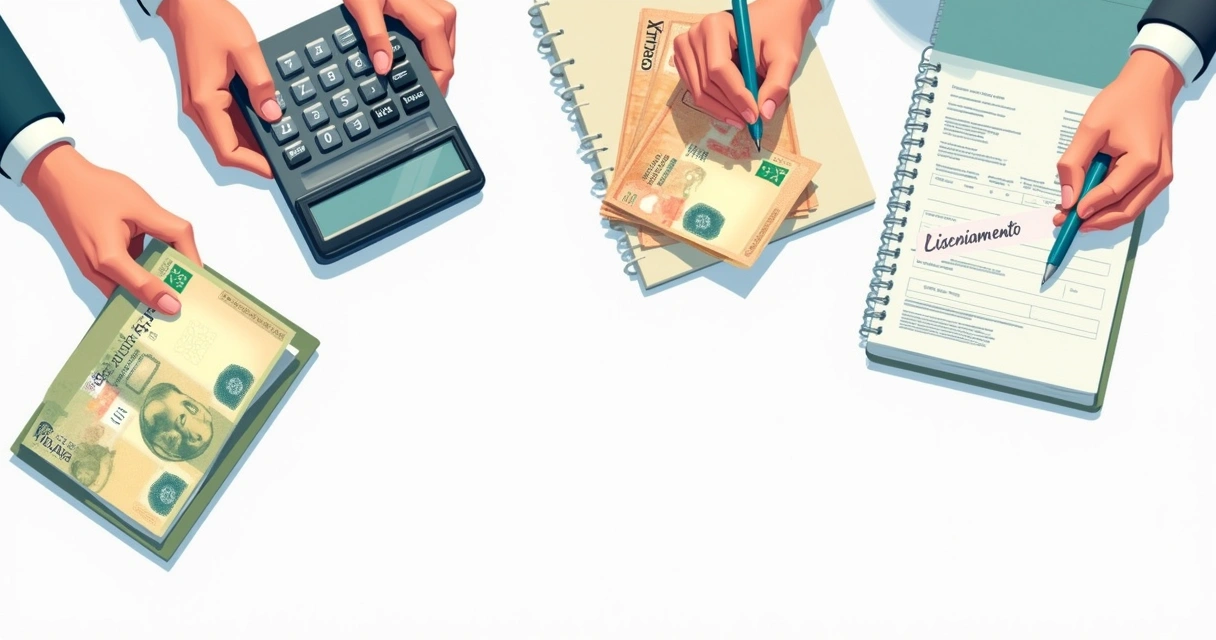 Empreendedor calculando custos e taxas de licença 