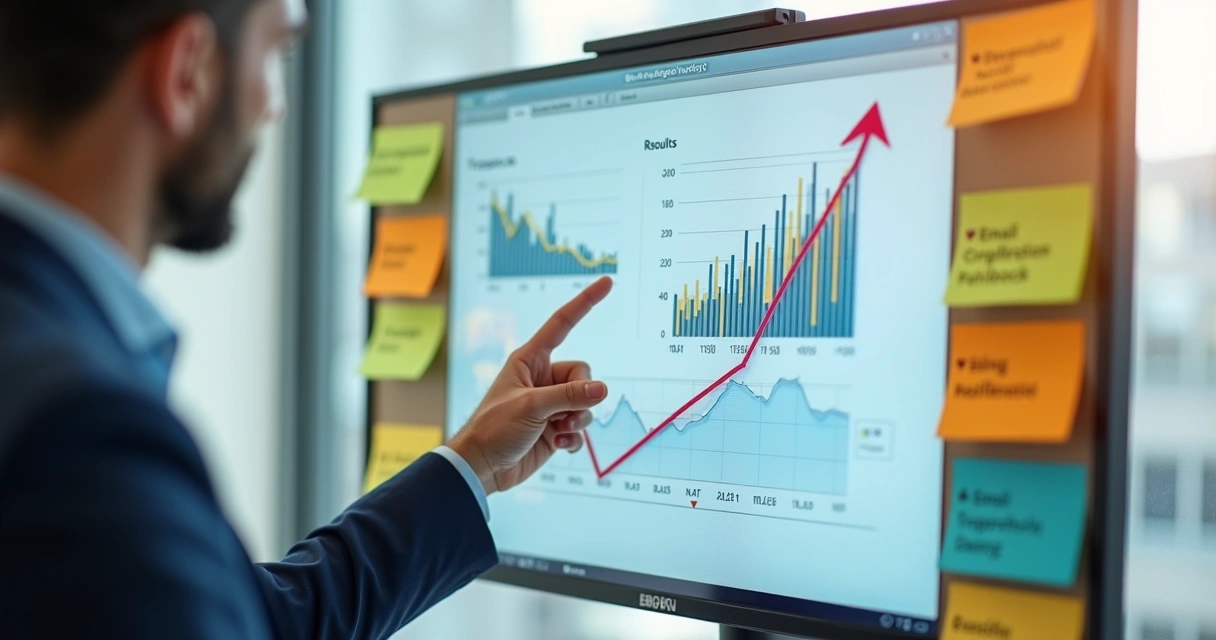 Gráfico digital mostrando evolução das taxas de conversão em marketing B2B 