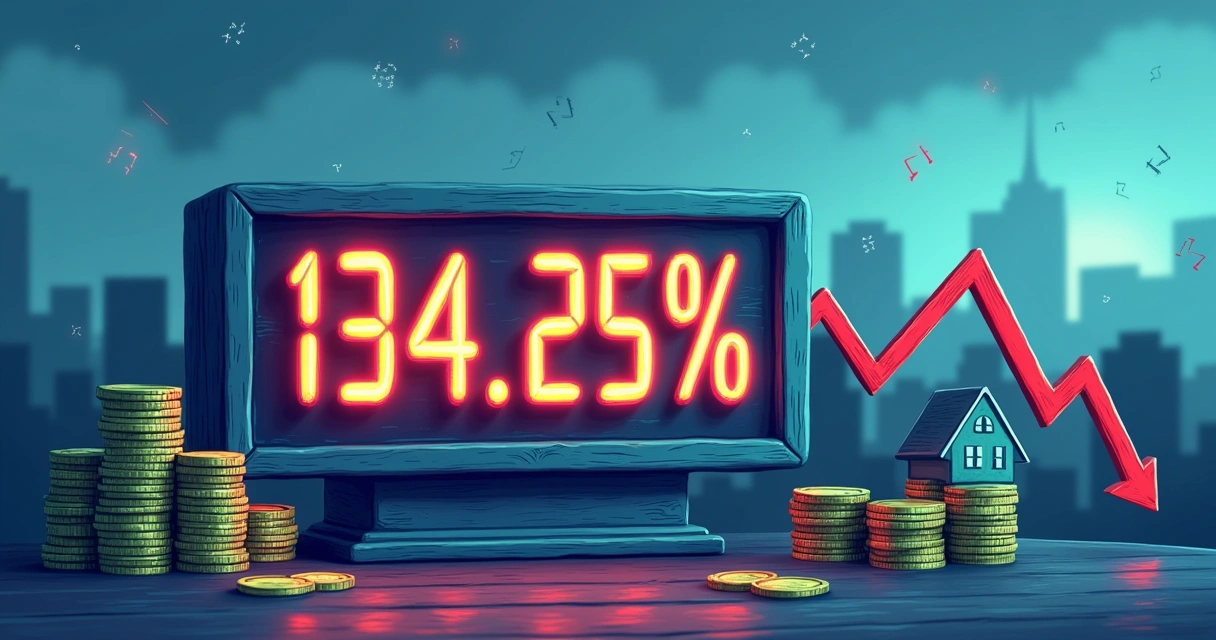 Ilustração representando taxas de juros de 14,25%, com elementos de investimentos em renda fixa e ações.